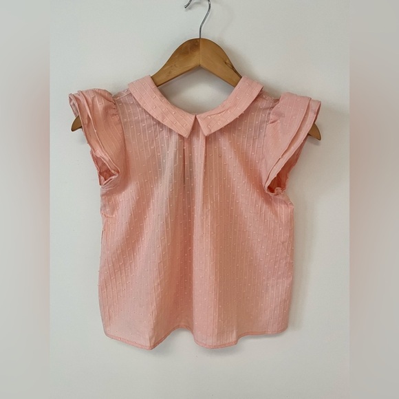 The Sunday Collective Girls Size 8-9 Pink Ruffle Sleeve Collar Blouse Top Pink - Picture 2 of 13
